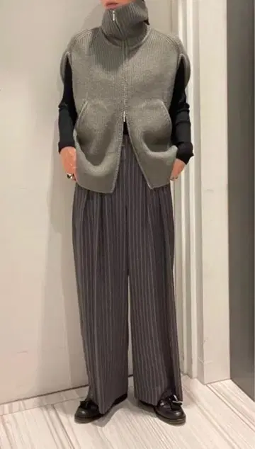 Aga 더블 집업 니트 조끼