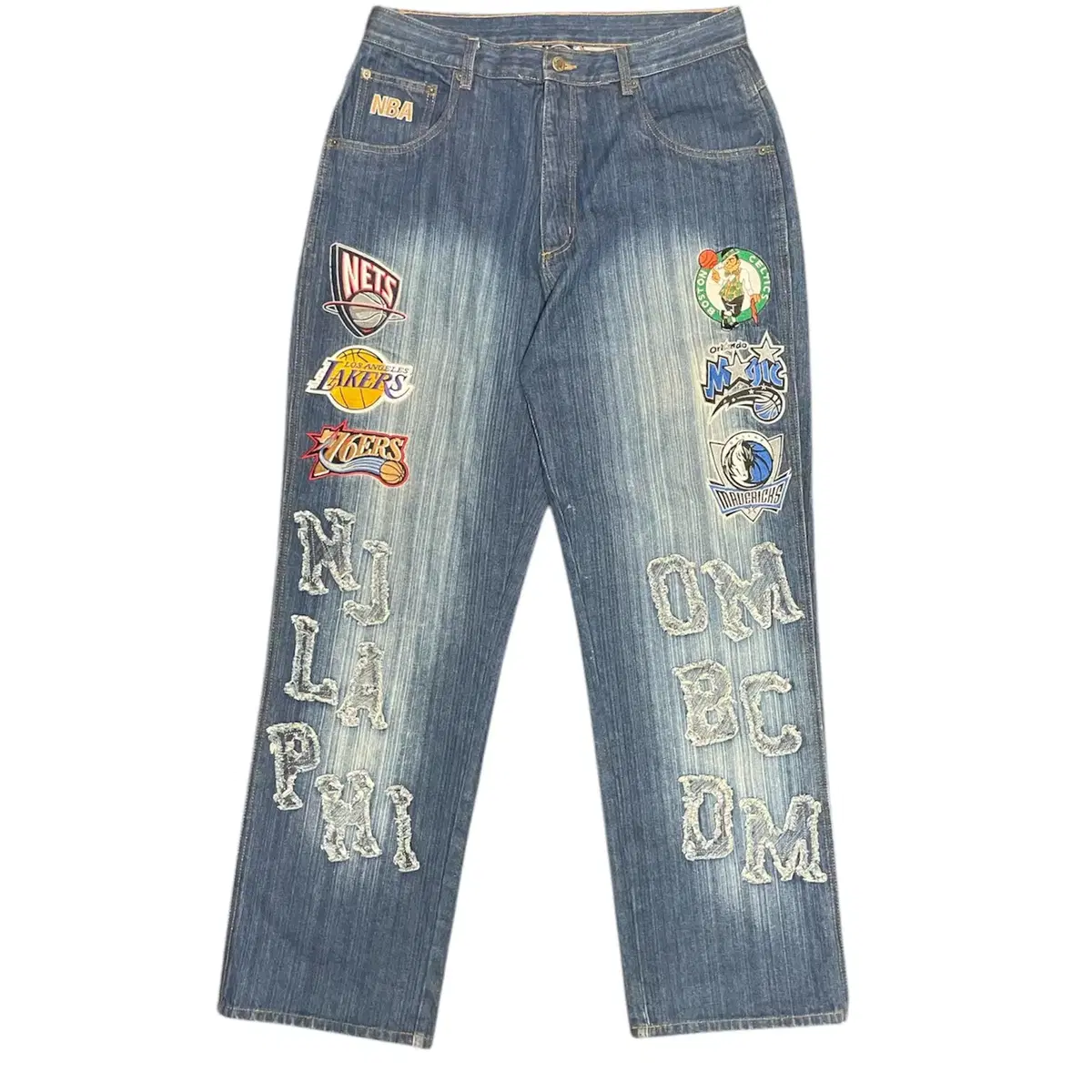 NBA Embroidery patch hip-hop denim pants