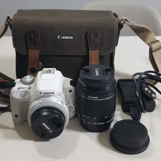 캐논 eos 100d 화이트 블랙렌즈 가방 포함