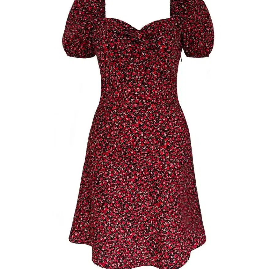 루루서울 red pansy dress