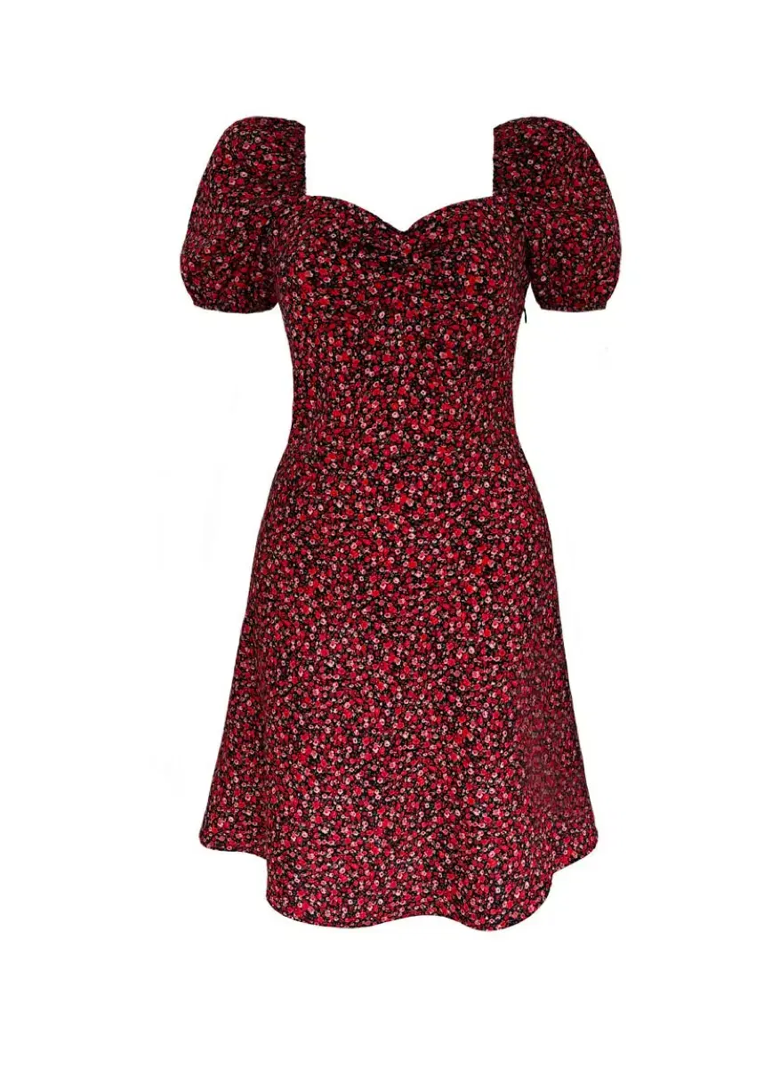 루루서울 red pansy dress