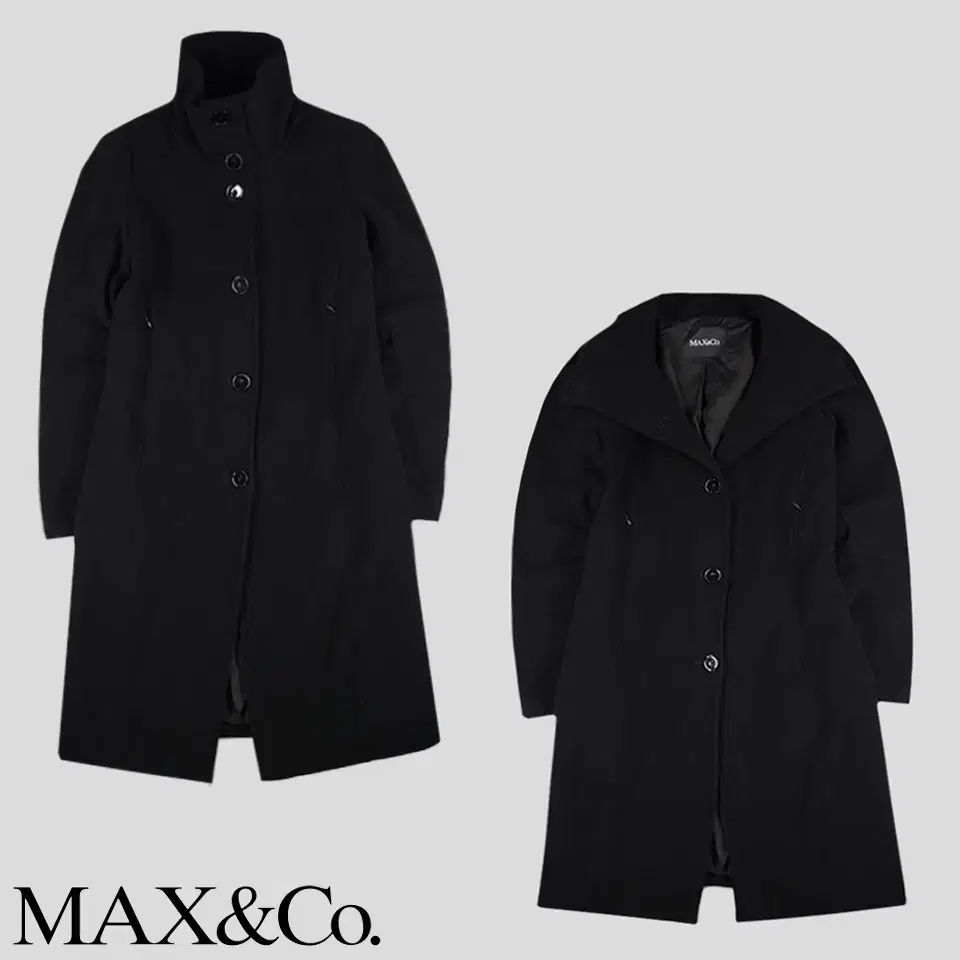 막스마라 MAX & Co 막스앤코 블랙 빅버튼 울혼방 카라넥 하이넥 롱