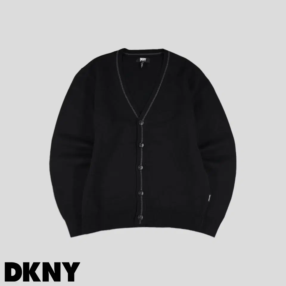 DKNY 디케이앤와이 골프 블랙 심플 라이닝 브이넥 프레피룩 가디건  L