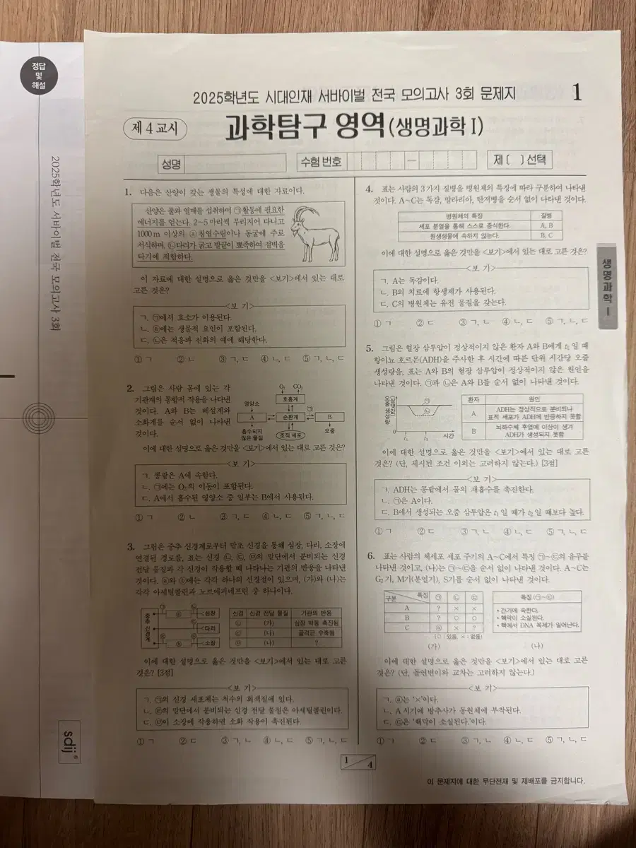 2025 시대인재 서바이벌 전국 모의고사 생명 3~12회