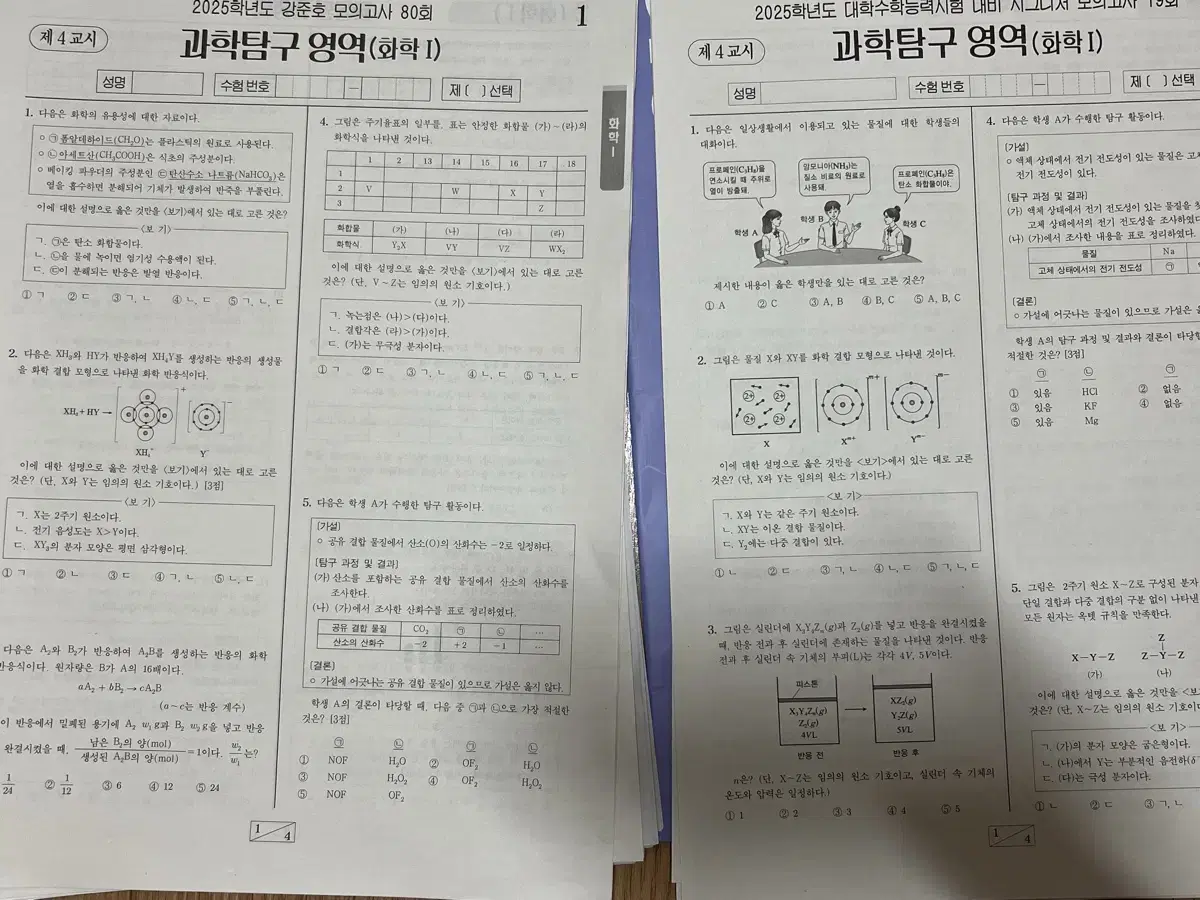 2025 화학1 강준호 모의고사+김준 시그니처 모의고사