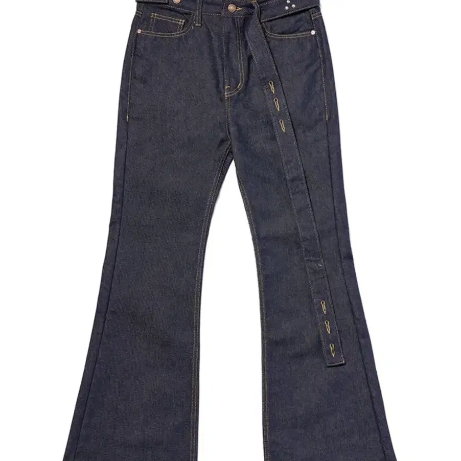 오픈와이와이 BELTED LOOSE BOOTCUT JEAN, INDIGO