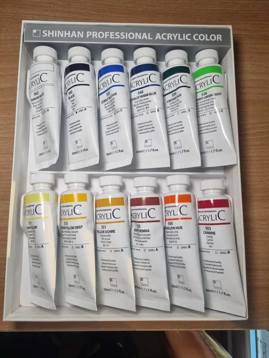 acrylic, 12 colors for professional use, A (unsealed mixture)