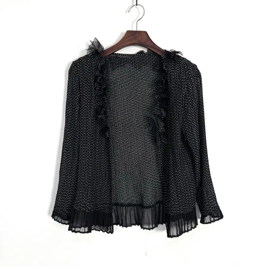 Vintage Polka Dot Ruffle Pleated Blouse