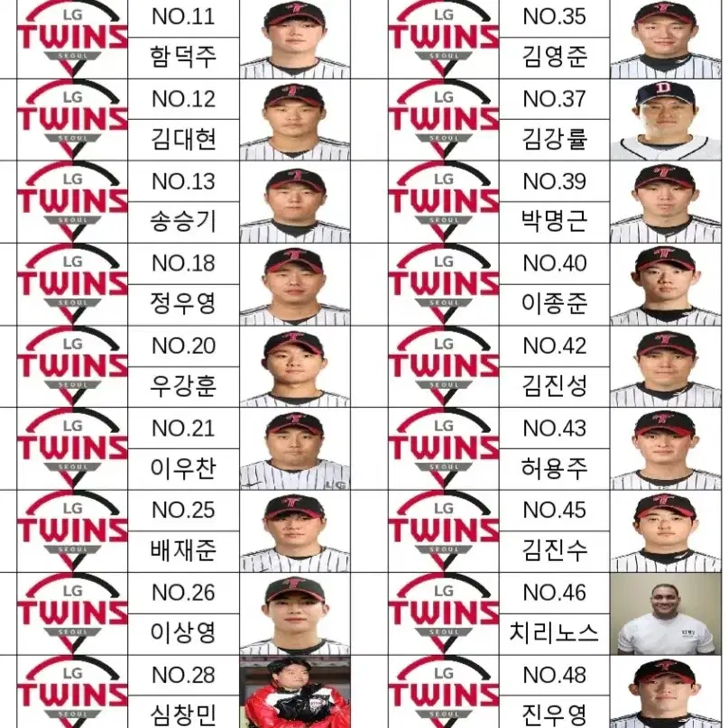 LG트윈스 2025 싸인볼케이스용이름표 제작(신고선수,코치진0)