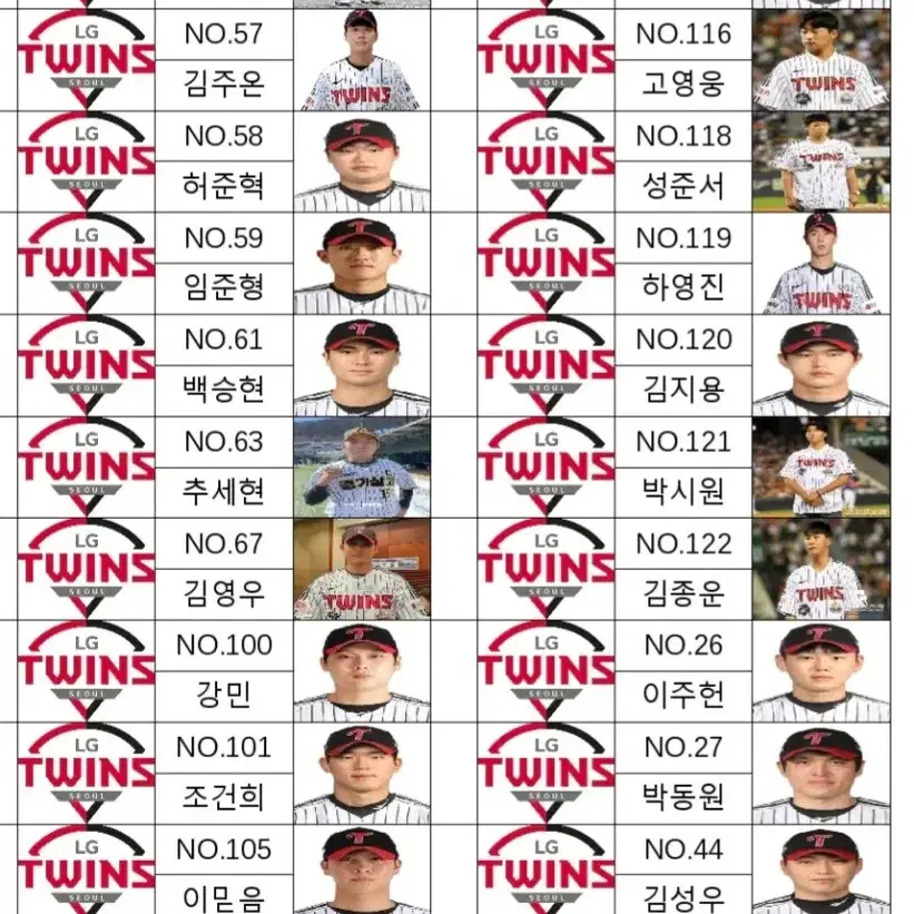 LG트윈스 2025 싸인볼케이스용이름표 제작(신고선수,코치진0)