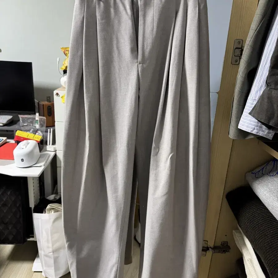 비긴202 five pleats wool pants 멜란지그레이 1사이즈