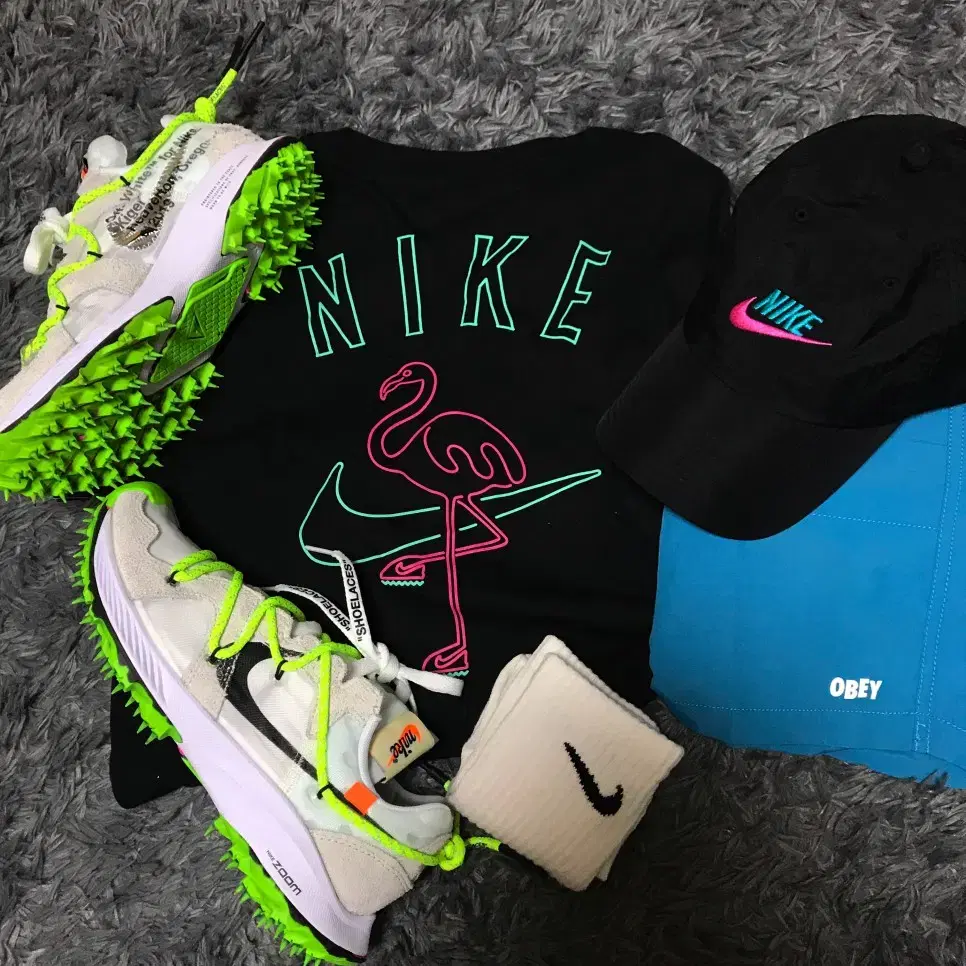 NIKE 나이키 초레어 헤리티지86 나일론 플라밍고 핑크/청록 볼캡 모자