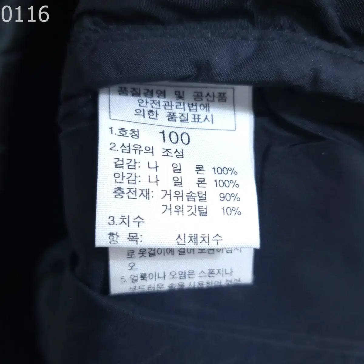 노스페이스 남성구스다운 패딩 100