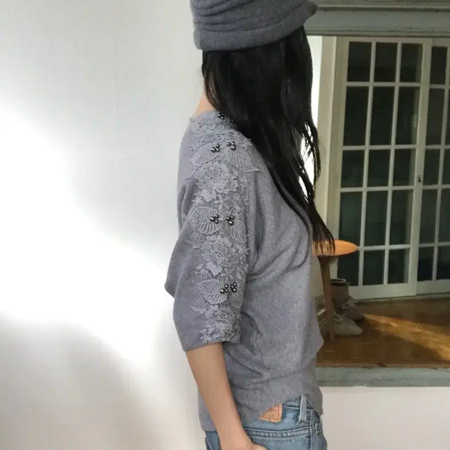 vintage grey lace knit