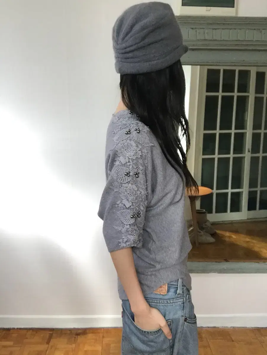 vintage grey lace knit