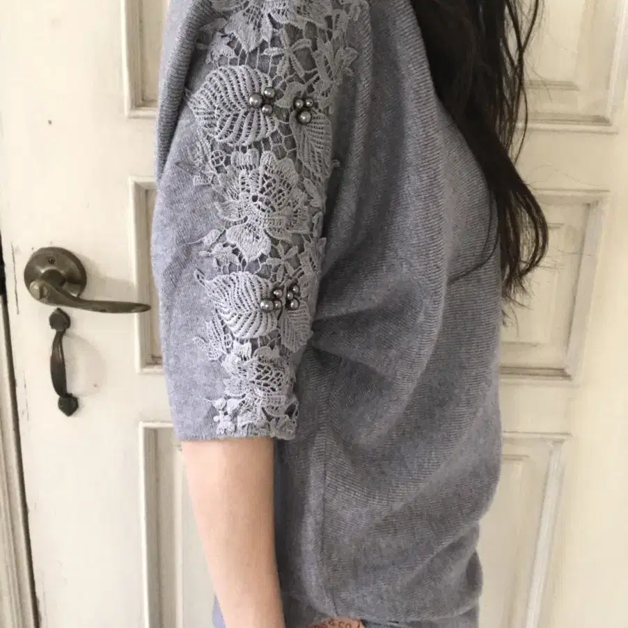 vintage grey lace knit