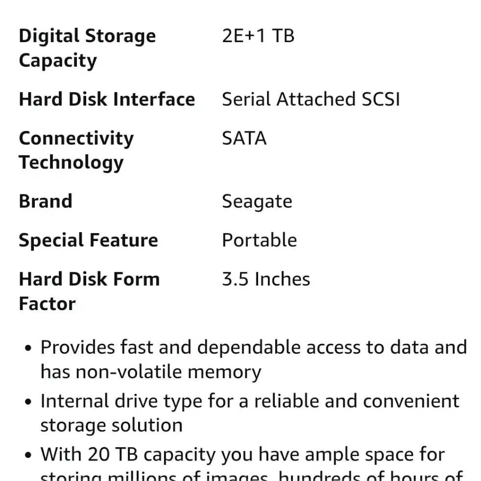 SEAGATE 20TB 새상품 SAS