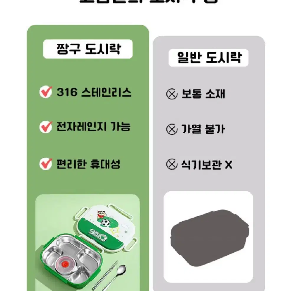 (정품) 짱구 4칸 도시락통