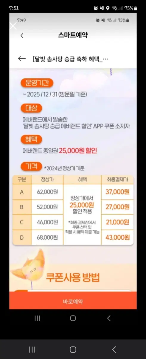 에버랜드 25000원 할인권 2개