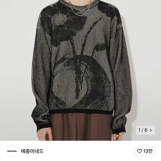 메종미네드 BLACK FLOWER PRINT KNIT