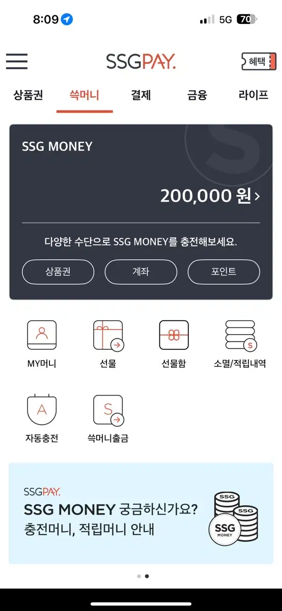 쓱페이 20만원->19만원 급처합니다