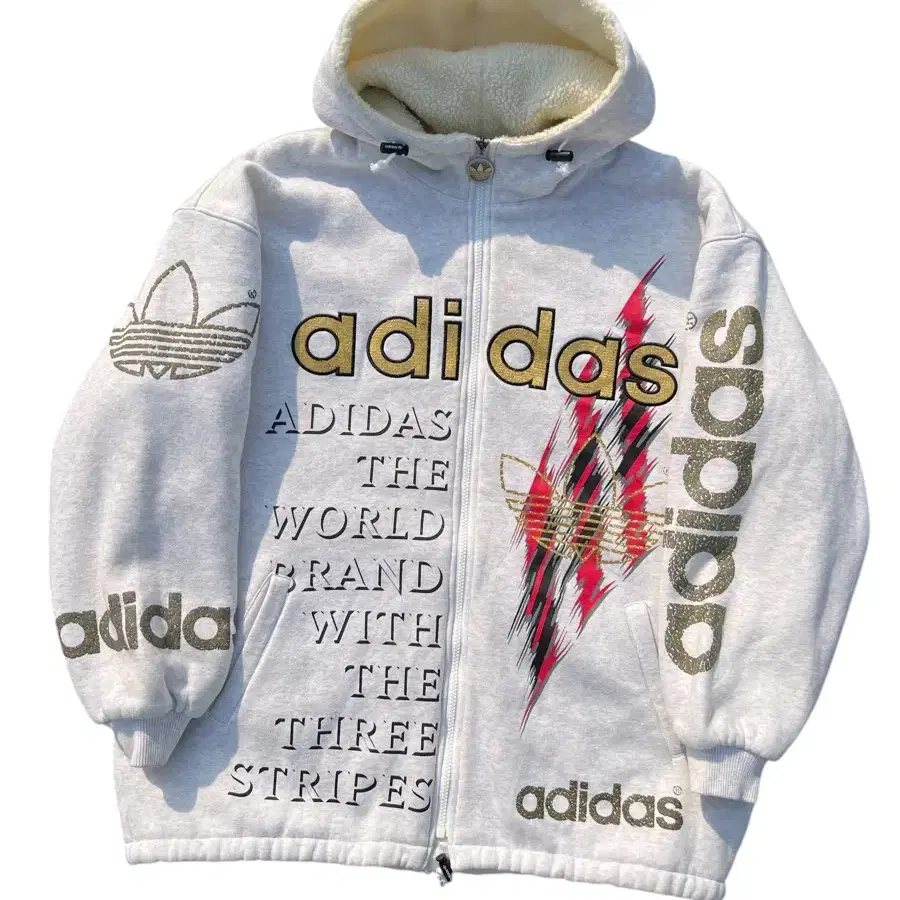 90s Adidas 아디다스 양털 후드집업