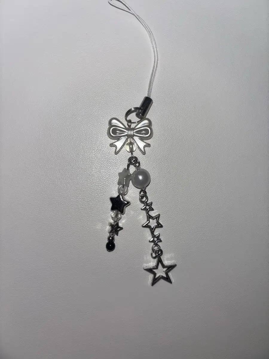 White star bead keyring