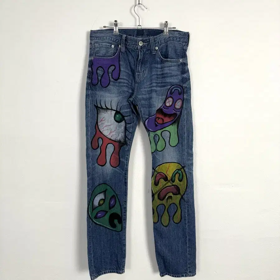 Vintage Back Number Graffiti Denim Pants