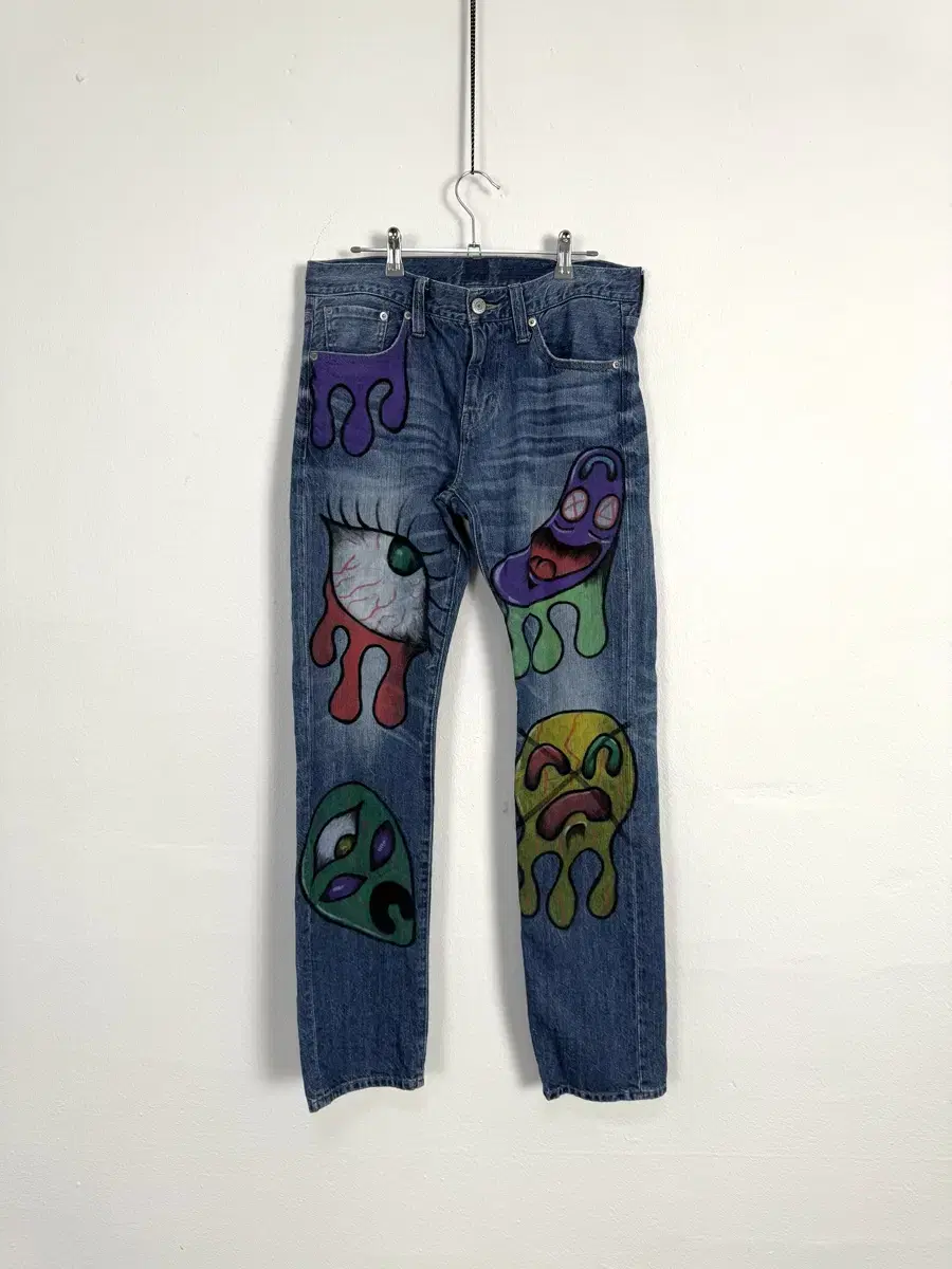 Vintage Back Number Graffiti Denim Pants