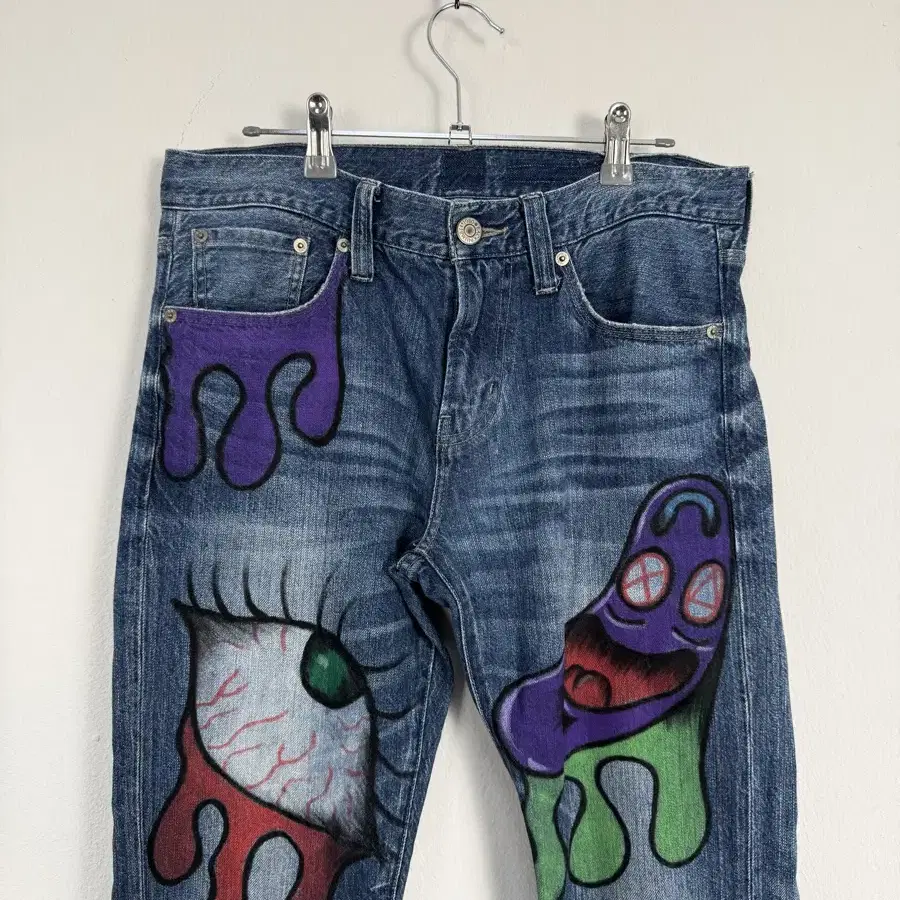 Vintage Back Number Graffiti Denim Pants