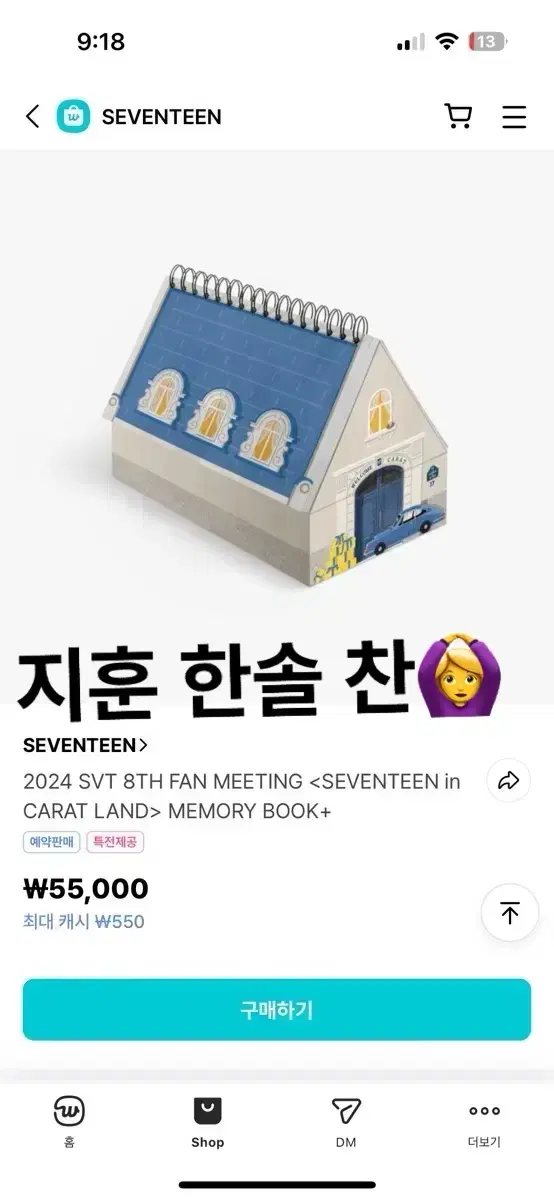 세븐틴 메모리북 분철