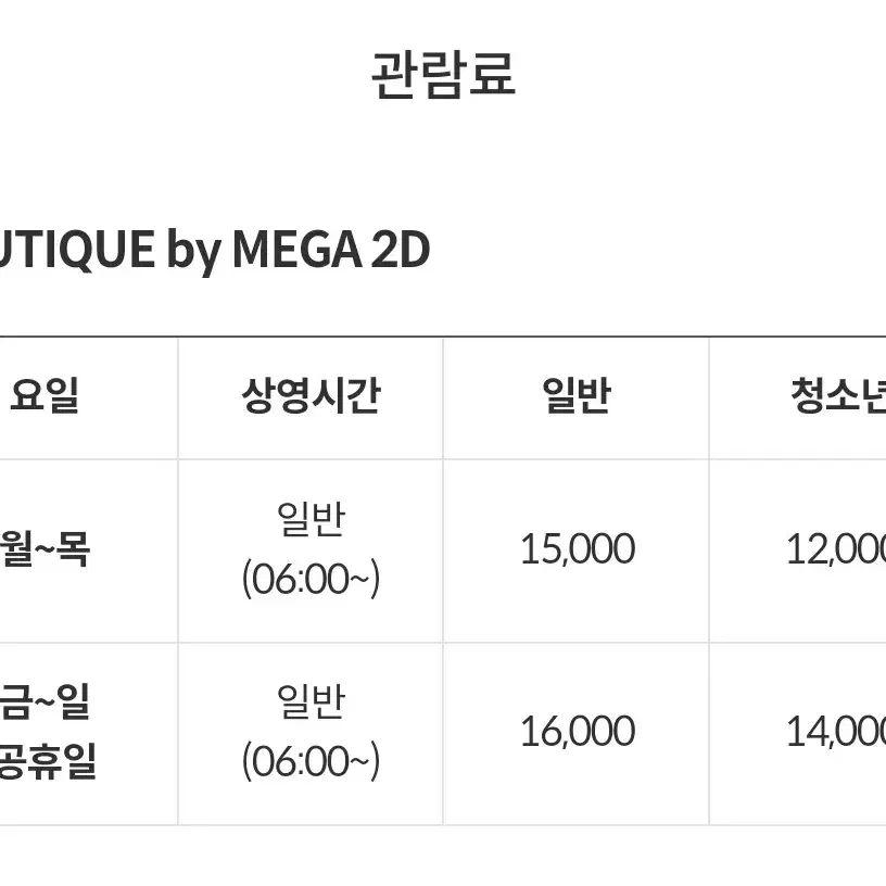 메가박스 더 부티크 영화관람권 4매