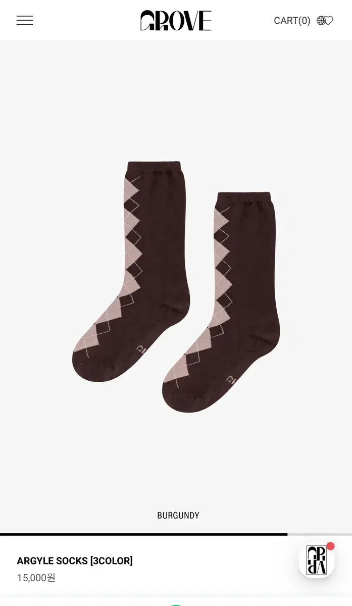 [그로브/grove] ARGYLE SOCKS아가일 삭스 _버건디