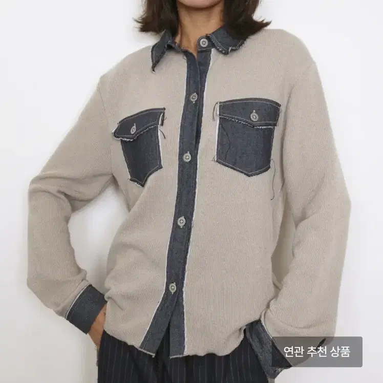 폴리수엠 DENIM PATCHWORKED SHIRT [BEIGE]