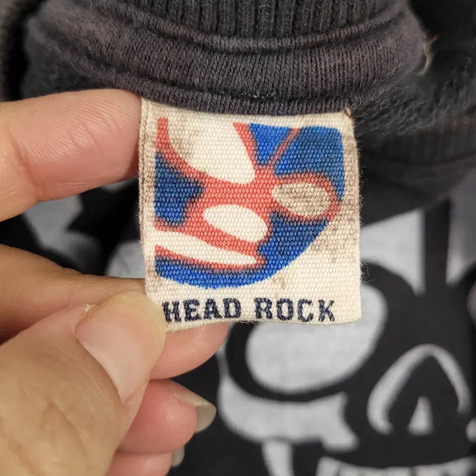 HEAD ROCK 헤드락 피그먼트 차콜 화이트 스컬 해골 헤드락 프린팅