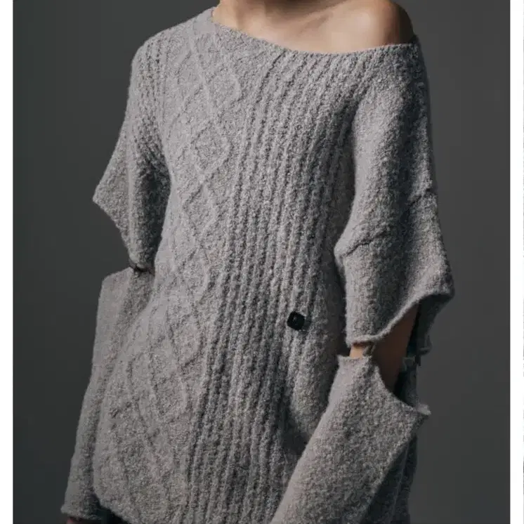 트리밍버드 Sleeve Slit Boat Neck Knit [Grey]