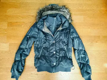 퍼 충전솜 블루종 숏 기장 블루 그레이