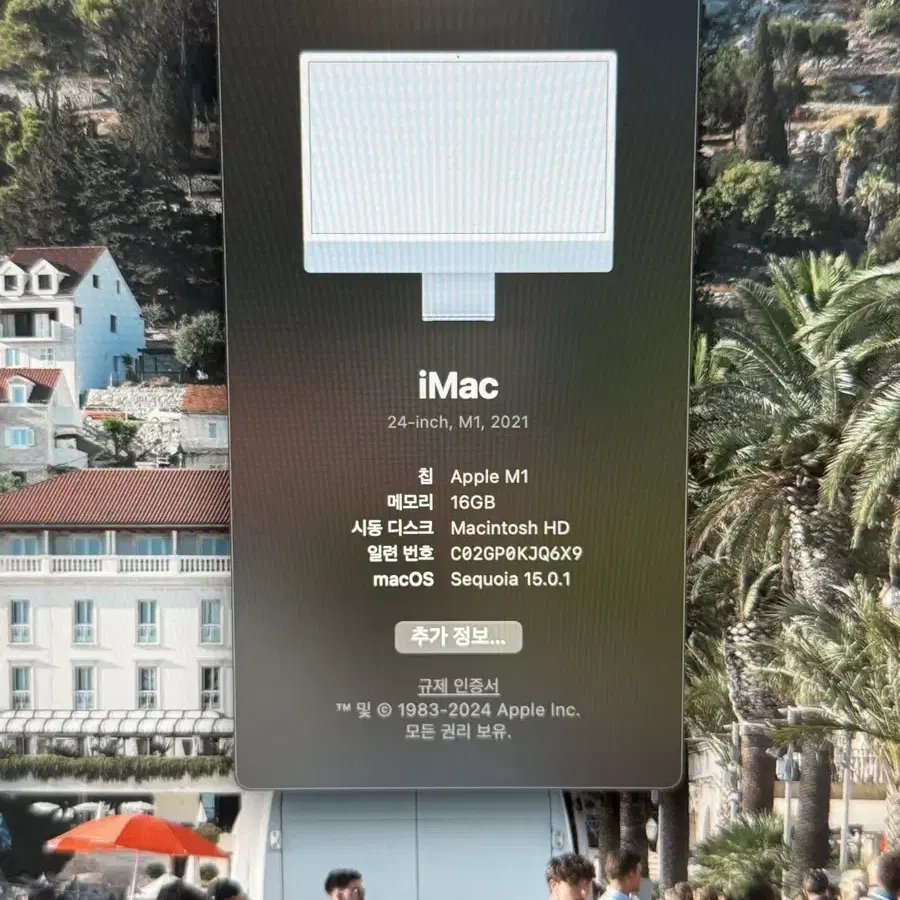 M1 아이맥 블루 고급형 16GB 512GB (2021)