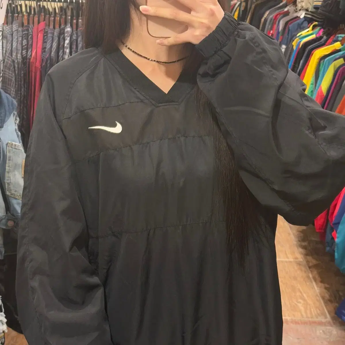 [HI] NIKE 나이키 브이넥 스우시 웜업 블랙 L