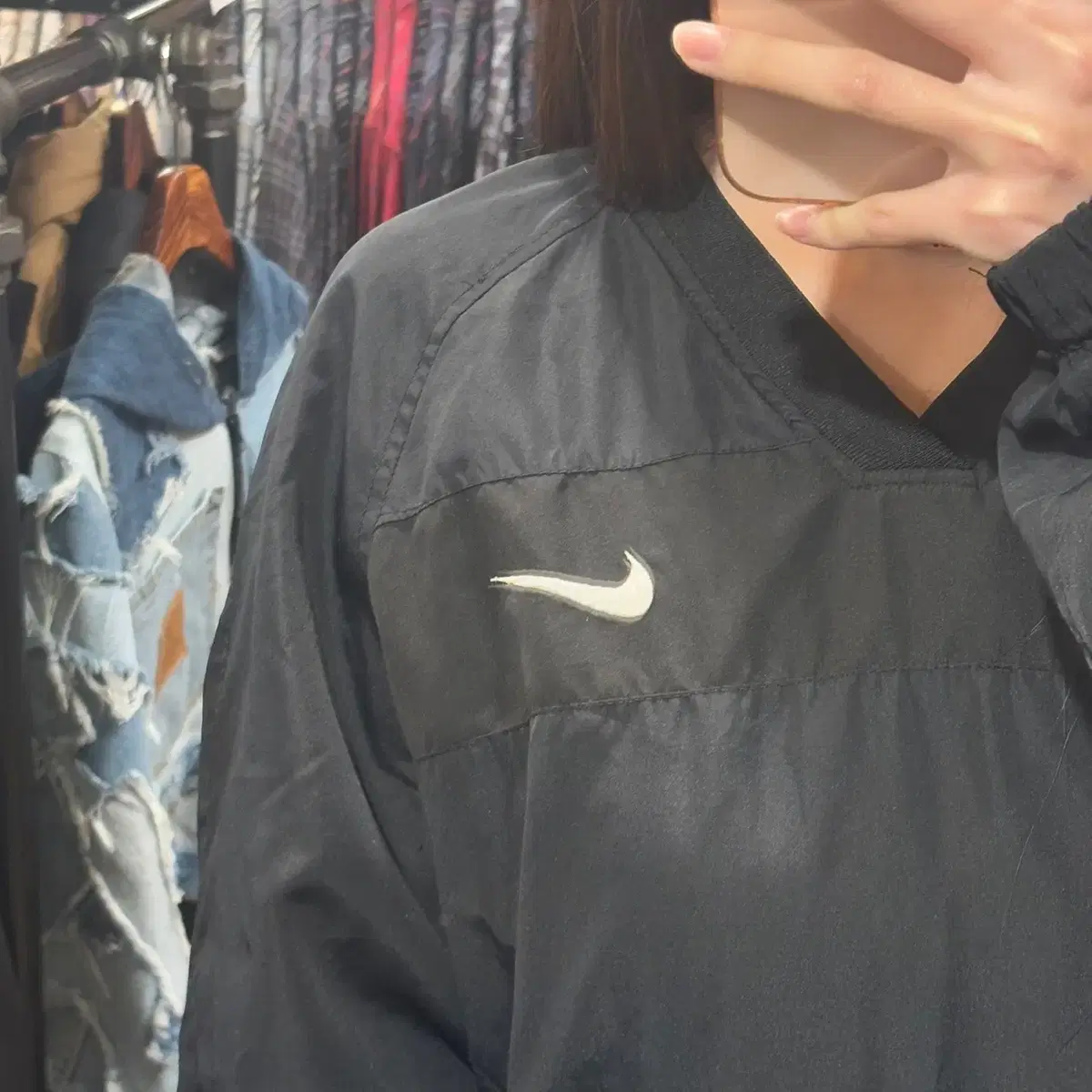 [HI] NIKE 나이키 브이넥 스우시 웜업 블랙 L