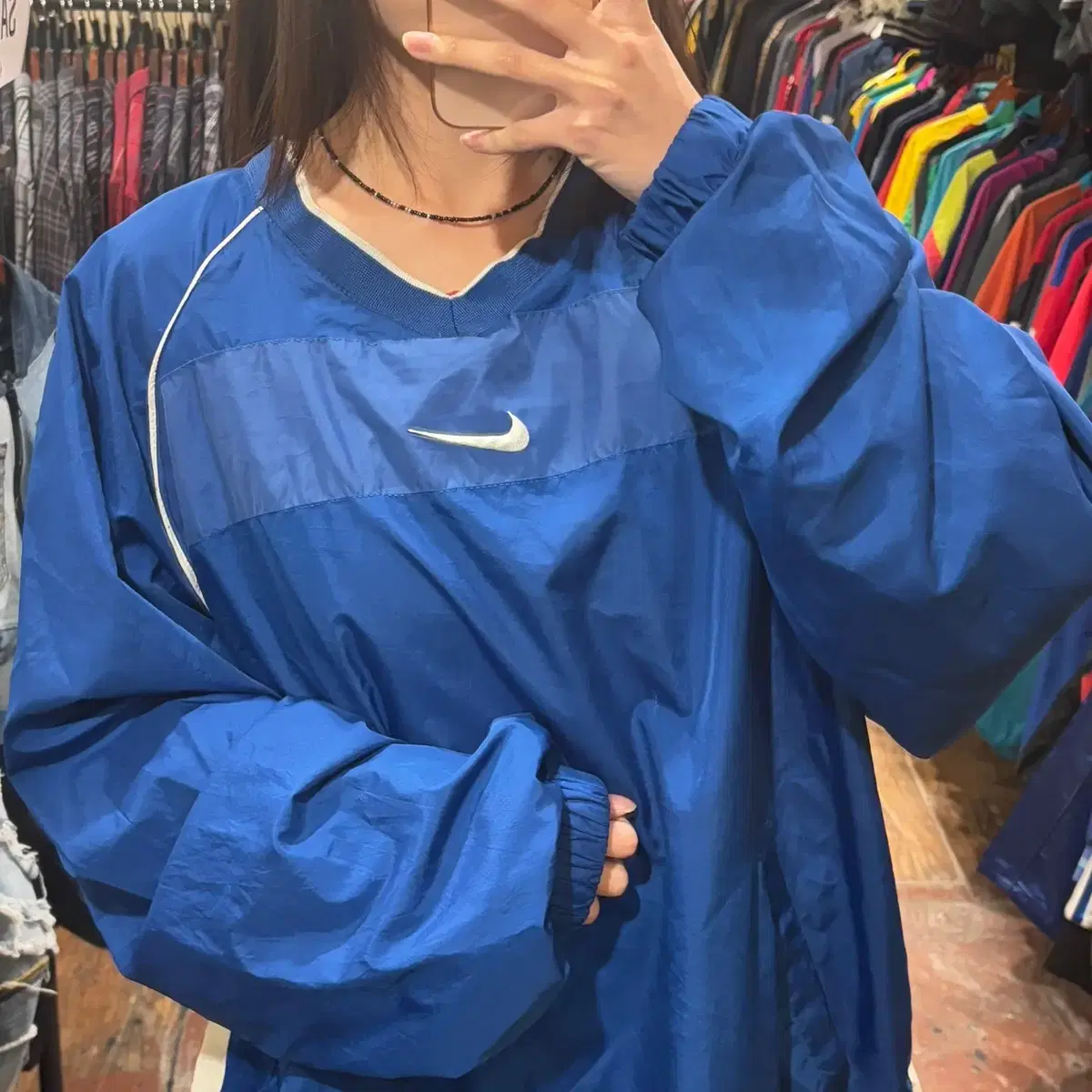 [HI] NIKE 나이키 브이넥 스우시 웜업 블루 XL