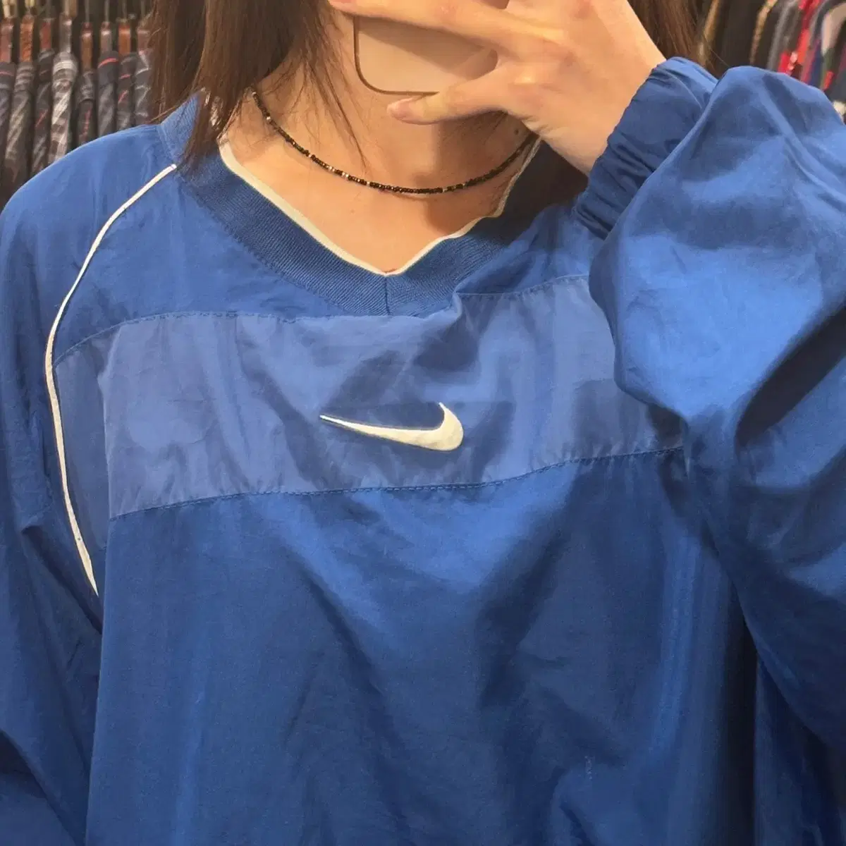 [HI] NIKE 나이키 브이넥 스우시 웜업 블루 XL