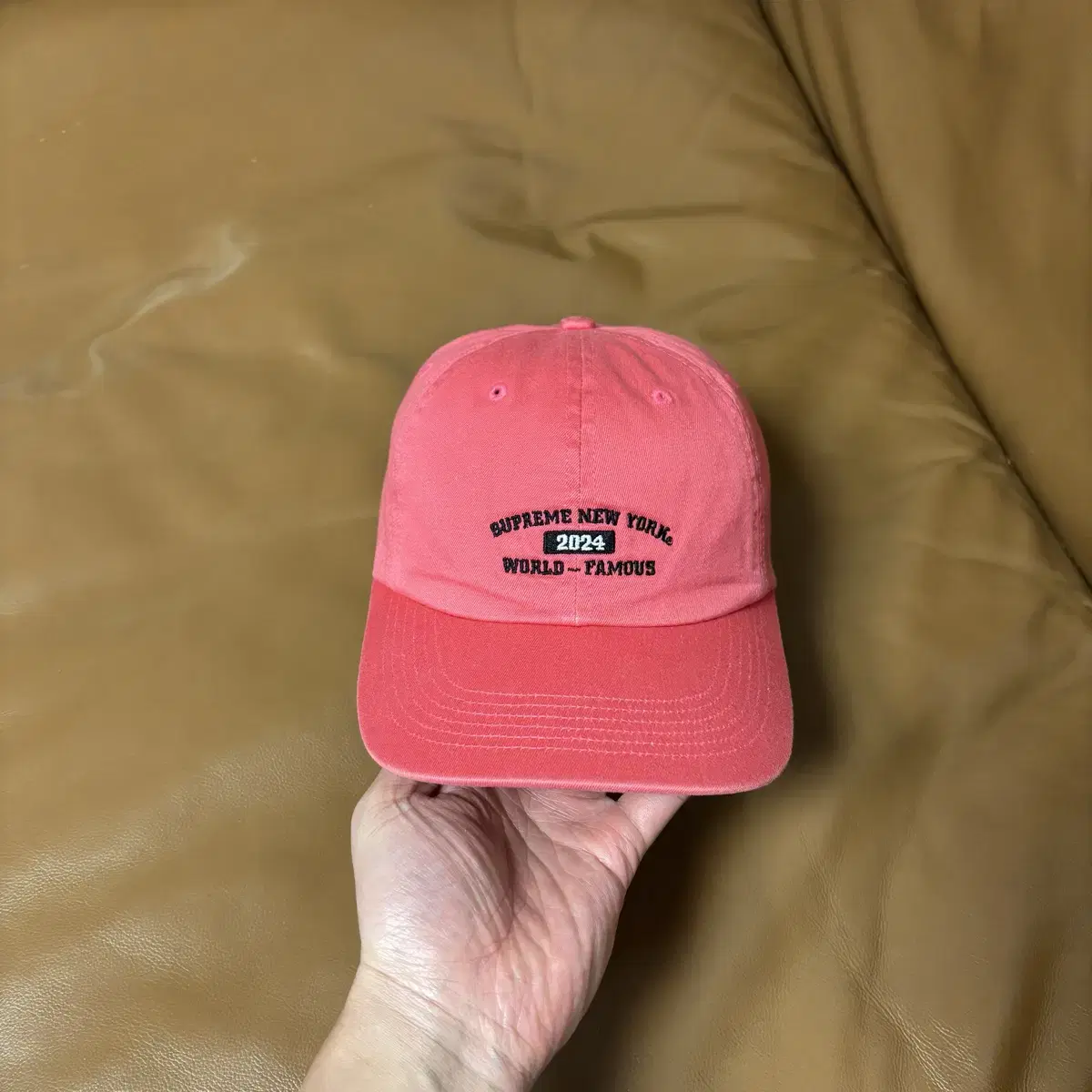 Supreme 슈프림 핑크 6패널 볼캡 모자 (Washed Pink)