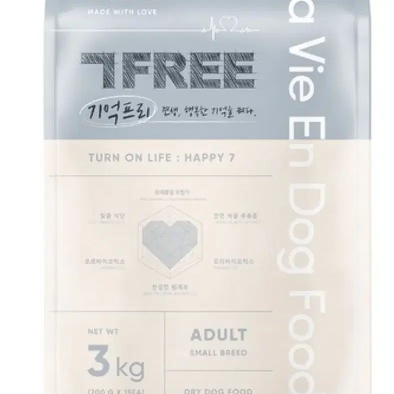 라비앙독 기억프리 7Free 강아지 사료푸드, 스몰브리드 어덜트, 3kg