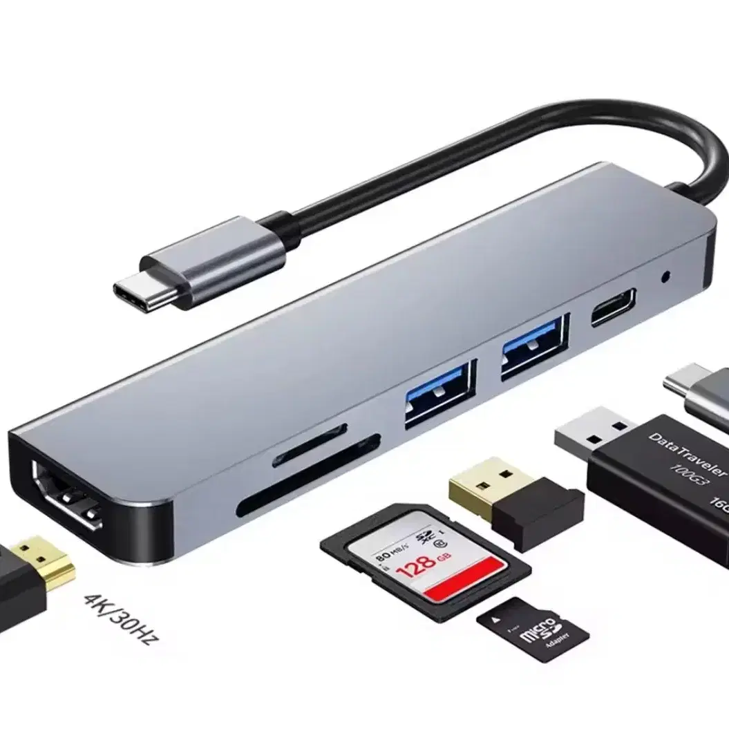 USB C 허브 C타입 3.0 어댑터, 4K HDMI SD TF 카드