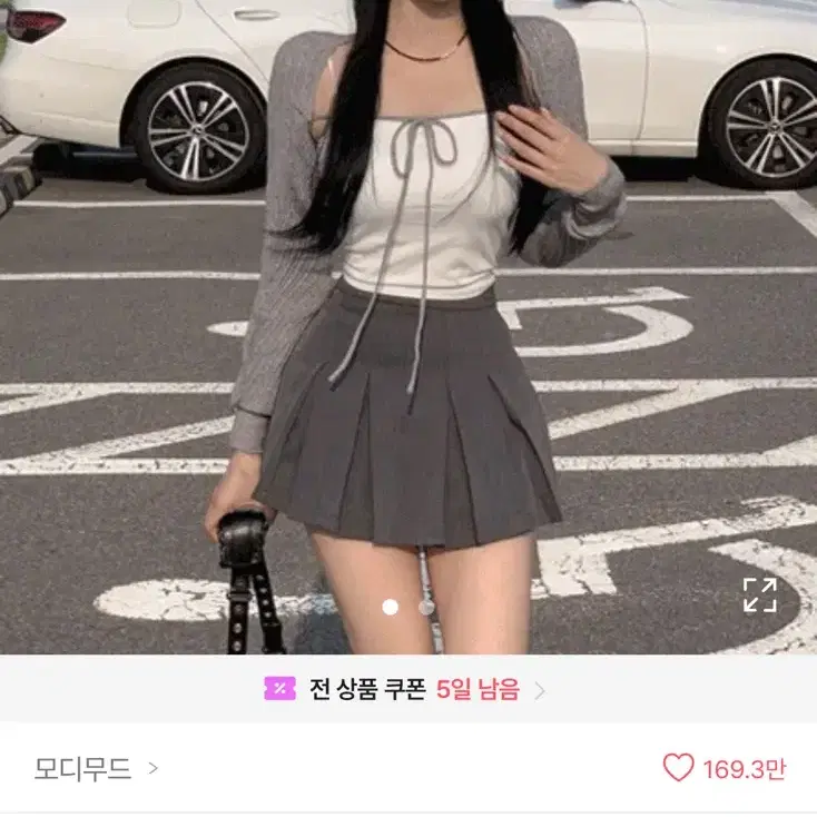 모디무드 에이블리 캐시미어 골지 숄 리본 볼레로 블랙