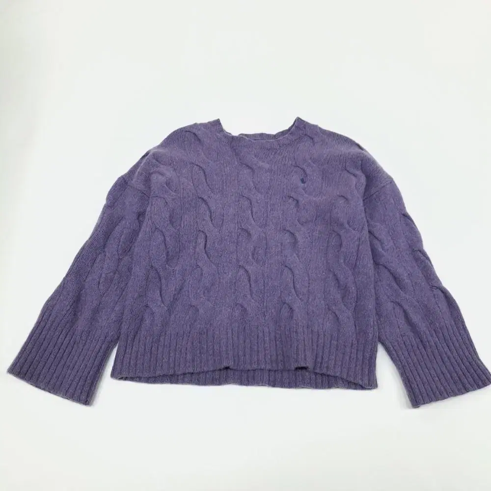 (CS941)M Polo Purple Merino Wool Cash Cable Knit Sweater knitWomen