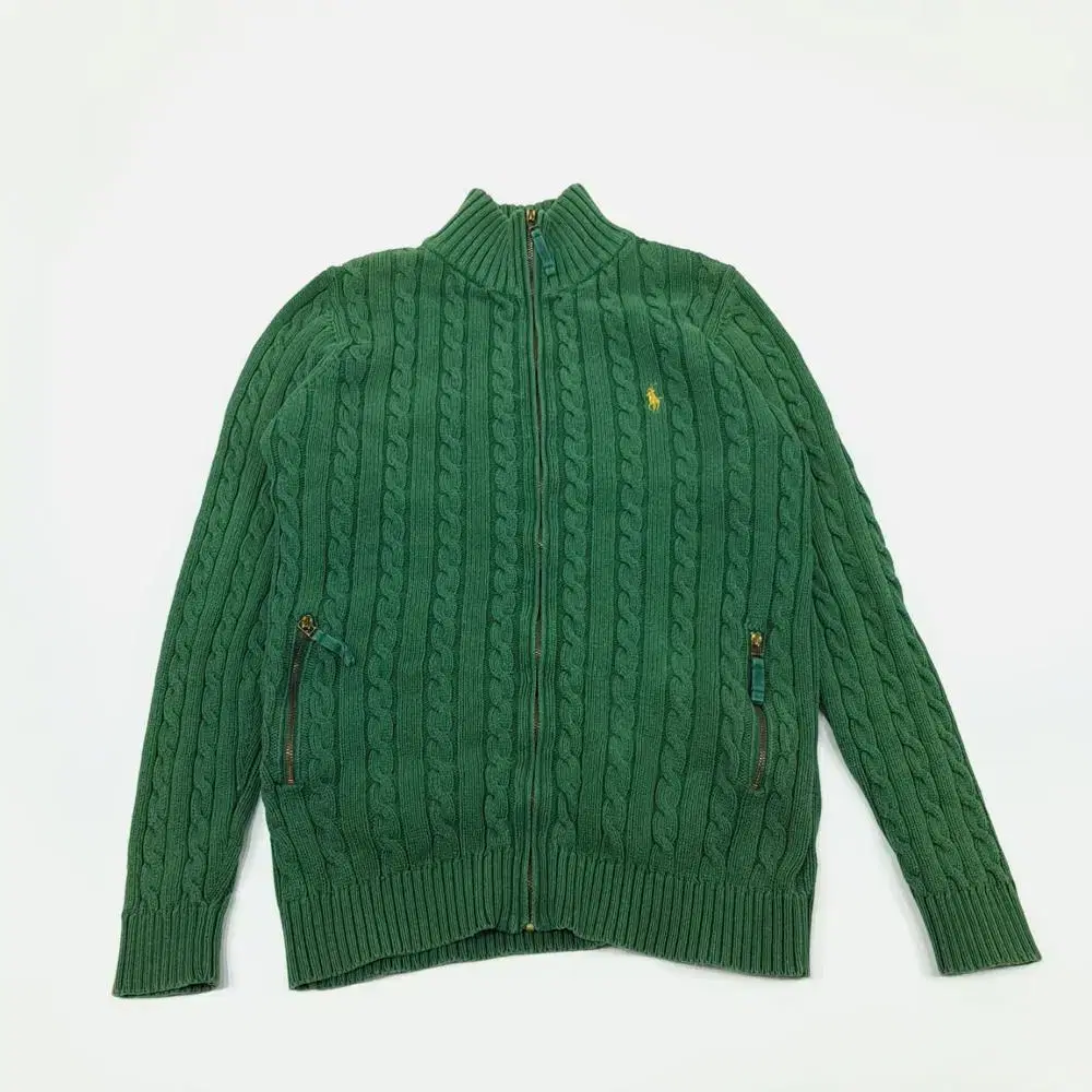 (CS944)M Polo Green Two-Pocket Cable-Knit Sweater Women's