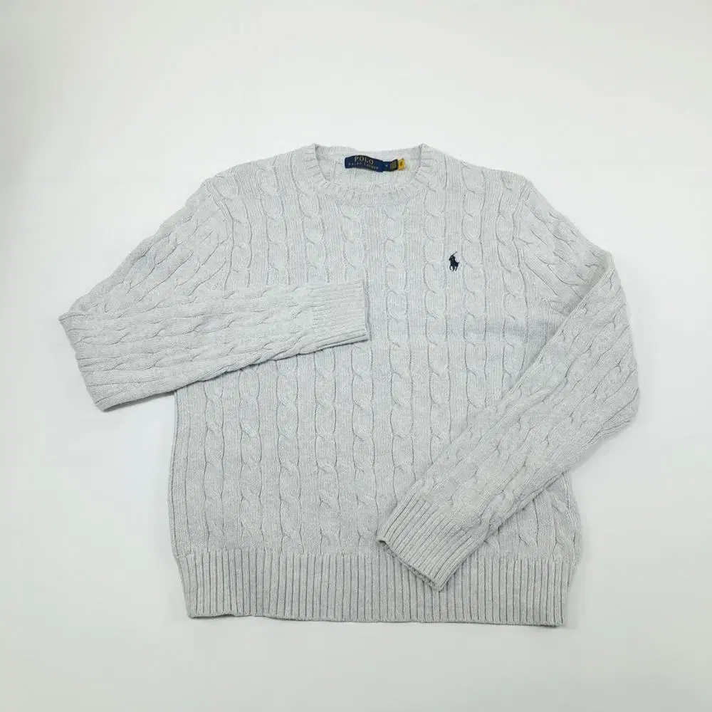 (CS948)M 폴로 꽈배기 아이스그레이 QR 케이블 니트 스웨터knit