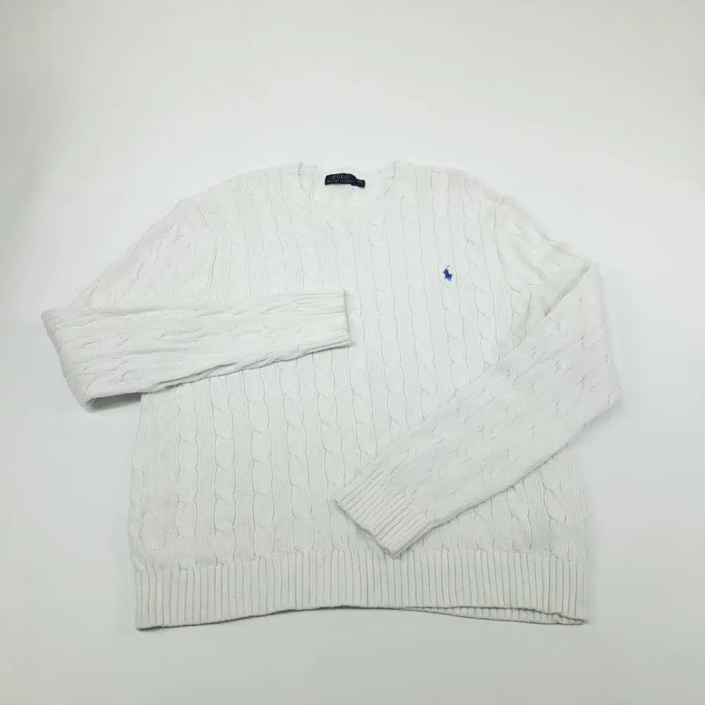 (CS952)XL 폴로 꽈배기 화이트 케이블 라운드 니트 스웨터knit